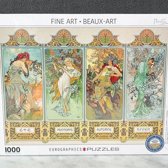 The Four Seasons Art Nouveau Alphonse Mucha Eurographics Puzzle-1000 Pieces NEW - Picture 2 of 7